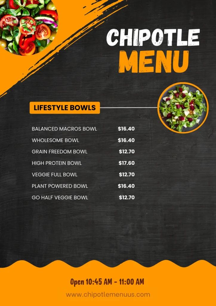 Chipotle Bowls menu