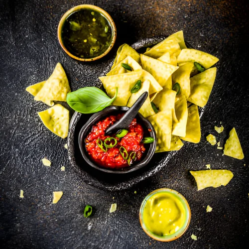 chips & tomatillo-red chili salsa